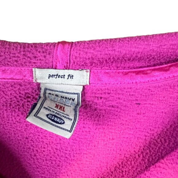 Hand painted fleece hoodie black and pink hearts - Picture 8 of 11